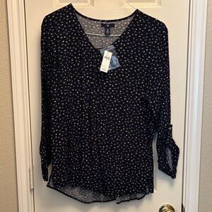 Gap XL Women's Black and yellow Patterned Top
